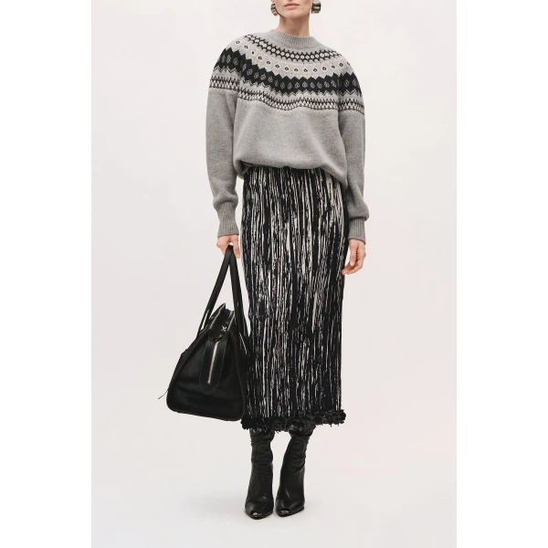 Brandon Maxwell Sinclair Pleated Pencil Skirt in Black and White | Pencil Skirts | Coveti