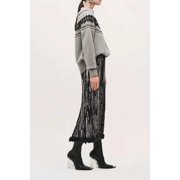 Brandon Maxwell Sinclair Pleated Pencil Skirt in Black and White | Pencil Skirts | Coveti