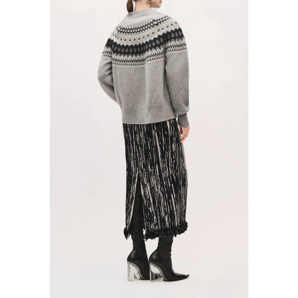 Brandon Maxwell Sinclair Pleated Pencil Skirt in Black and White | Pencil Skirts | Coveti