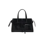 Brandon Maxwell Vance Weekender Bag in Black Embossed Croc | Coveti