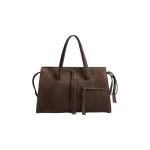 Brandon Maxwell Vance Weekender Bag in Malt Brown Suede | Coveti