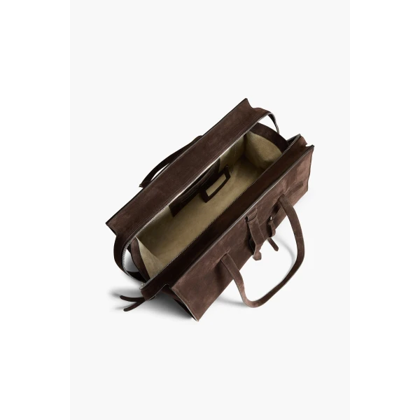 Brandon Maxwell Vance Weekender Bag in Malt Brown Suede | Totes & Top-Handle Bags | Coveti