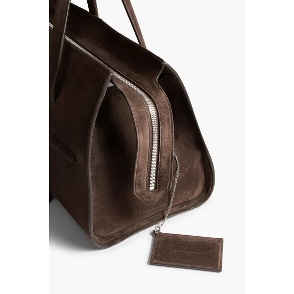Brandon Maxwell Vance Weekender Bag in Malt Brown Suede | Totes & Top-Handle Bags | Coveti