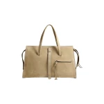 Brandon Maxwell Vance Weekender Bag in Sand Suede | Coveti