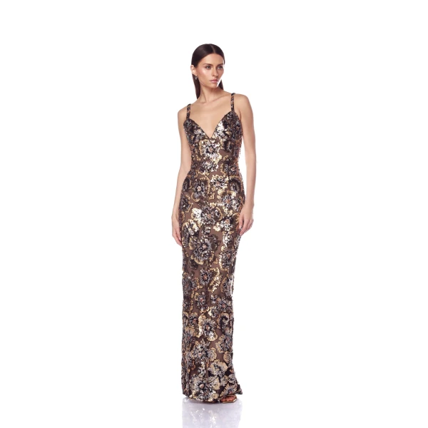 Bronx and Banco Allegra Gold Multi Maxi Dress | Maxi Dresses | Coveti
