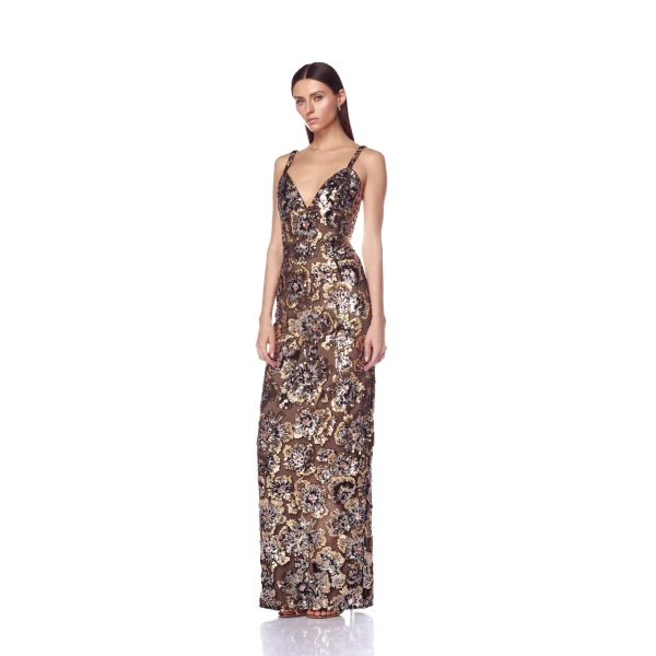 Bronx and Banco Allegra Gold Multi Maxi Dress | Maxi Dresses | Coveti