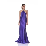 Bronx and Banco Amara Silk Indigo Halterneck Backless Gown | Evening Gowns | Coveti