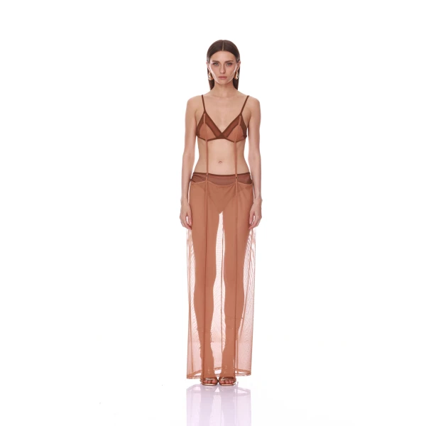 Amira Brown Two Piece Dress