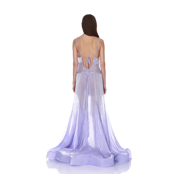Bronx and Banco Ashanti V-Neck Lavender Organza Gown | Evening Gowns | Coveti