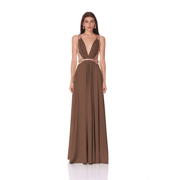 Bronx and Banco Brielle Brown Diamond Gown | Evening Gowns | Coveti