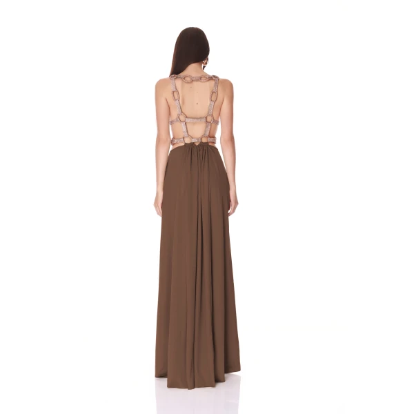 Bronx and Banco Brielle Brown Diamond Gown | Evening Gowns | Coveti