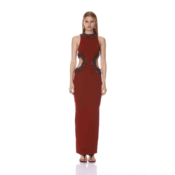 Bronx and Banco Camila Burgundy Cutout Maxi Dress | Maxi Dresses | Coveti