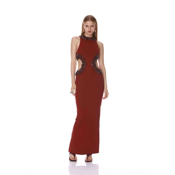 Bronx and Banco Camila Burgundy Cutout Maxi Dress | Maxi Dresses | Coveti