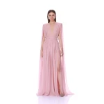 Bronx and Banco Chiffon Blush Cape Gown | Evening Gowns | Coveti