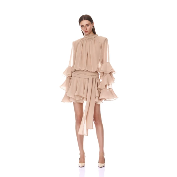 Bronx and Banco Chiffon Long Sleeve Mini Dress | Mini Dresses | Coveti