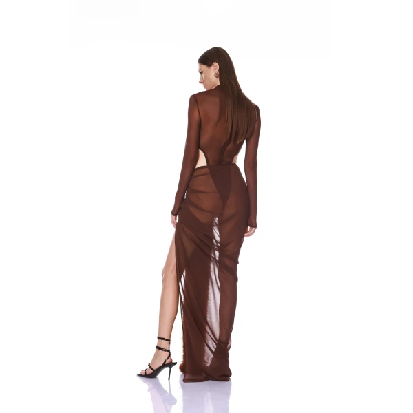Bronx and Banco Chiffon and Faux Fur Maxi Skirt | Maxi Skirts | Coveti