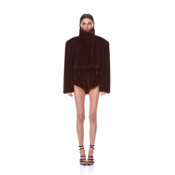 Faux Mink Dark Brown Shorts
