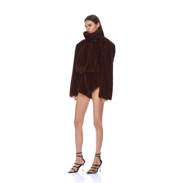 Bronx and Banco Faux Mink Dark Brown Shorts | Shorts | Coveti
