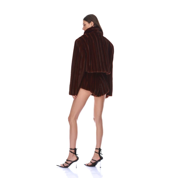 Bronx and Banco Faux Mink Dark Brown Shorts | Shorts | Coveti