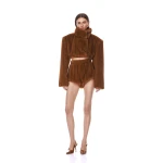 Bronx and Banco Faux Mink Long Sleeve Cropped Jacket | Jackets | Coveti
