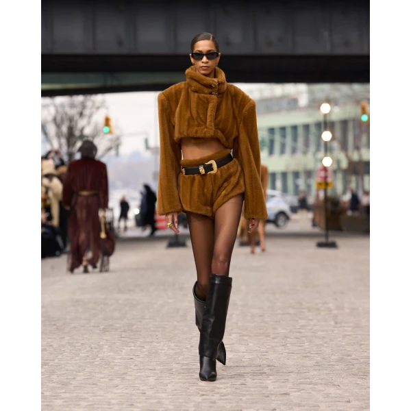 Bronx and Banco Faux Mink Long Sleeve Cropped Jacket | Jackets | Coveti