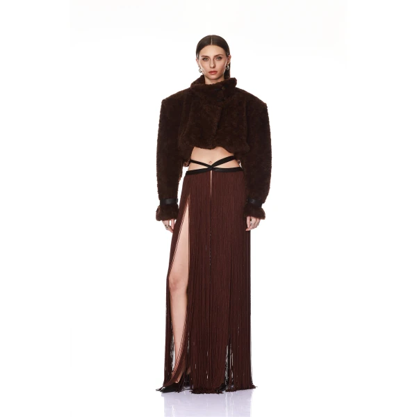 Faux Mink Long Sleeve Jacket