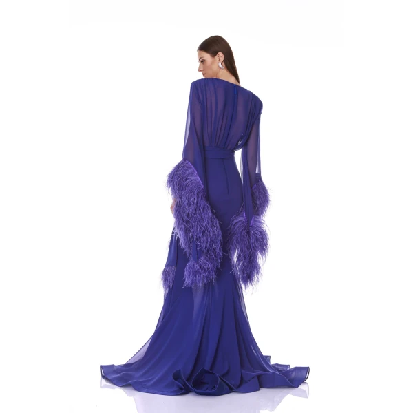 Bronx and Banco Geisha V-Neck Indigo Gown | Evening Gowns | Coveti