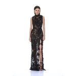 Bronx and Banco High-Neck Embellished Black Maxi Dress | Maxi Dresses | Coveti
