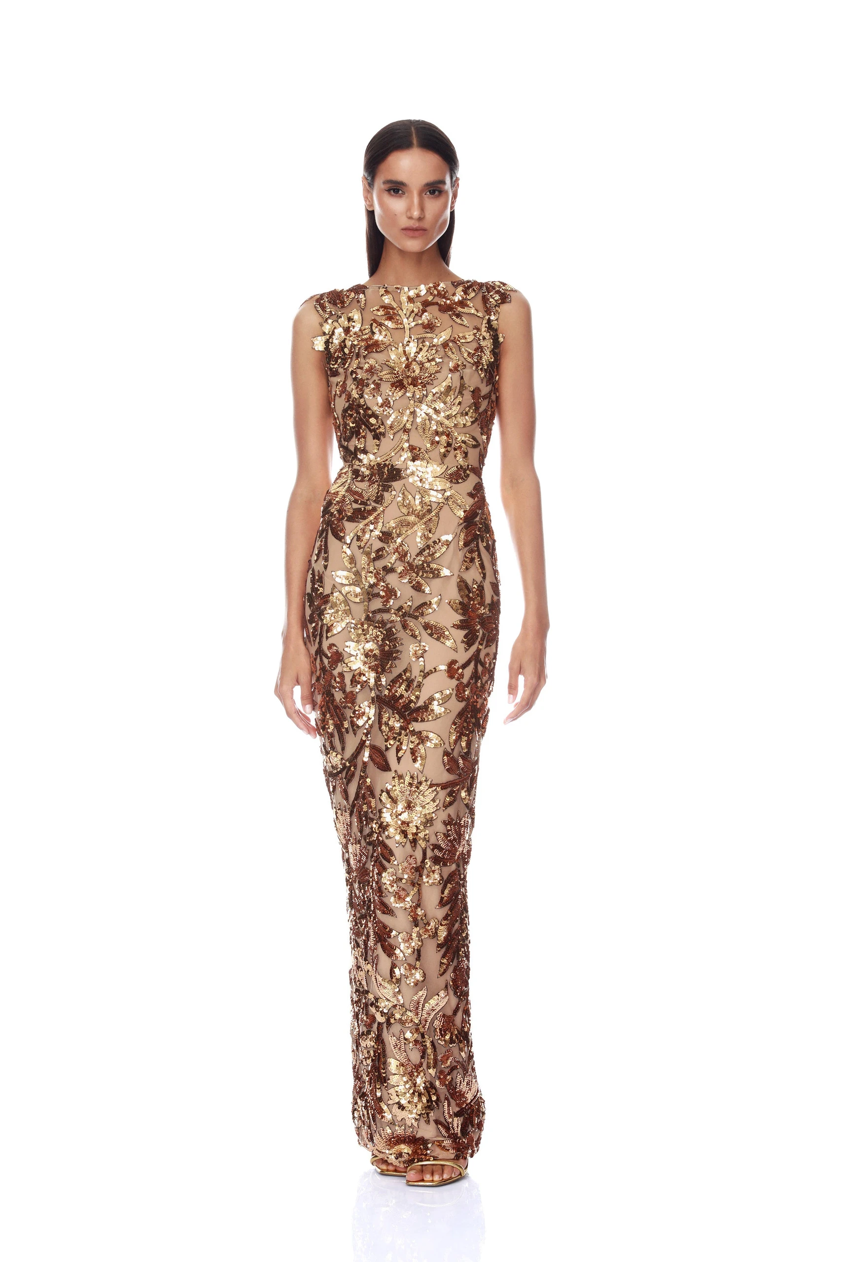 Bronx and Banco High Neck Embellished Gold Maxi Dress 1 Bronx and Banco High Neck Embellished Gold Maxi Dress | Maxi Dresses | Coveti