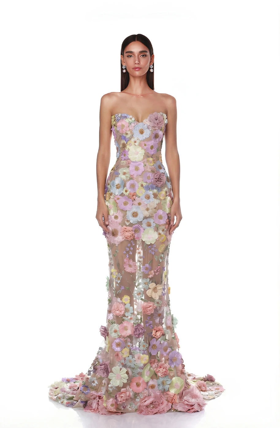 Bronx and Banco Jasmine Floral Strapless Pastel Gown 1 Bronx and Banco Jasmine Floral Strapless Pastel Gown | Evening Gowns | Coveti