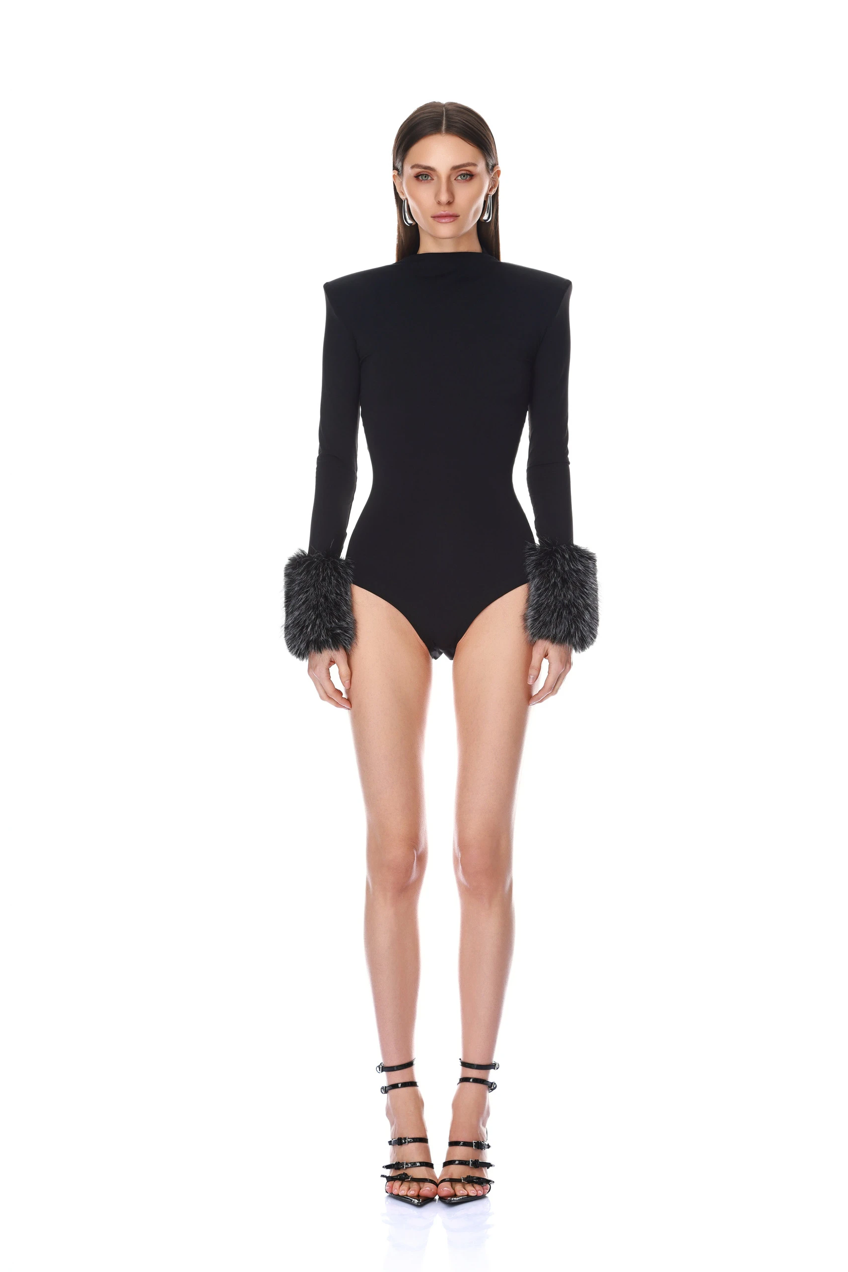 Bronx and Banco Long Sleeve Bodysuit with Faux Fur Cuffs 2 Bronx and Banco Long Sleeve Bodysuit with Faux Fur Cuffs | Bodysuit | Coveti