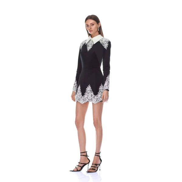 Bronx and Banco Long Sleeve Velvet and Lace Mini Dress | Mini Dresses | Coveti