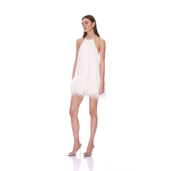 Bronx and Banco Madeline Diamond White Halterneck Mini | Mini Dresses | Coveti