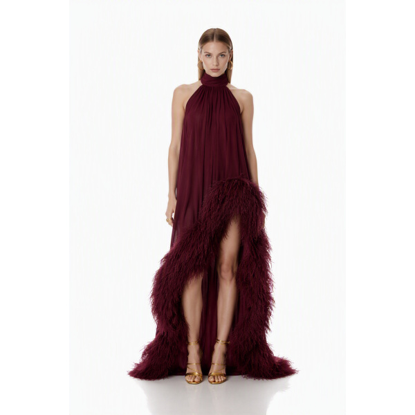 Bronx and Banco Madeline Halterneck Burgundy Gown | Evening Gowns | Coveti