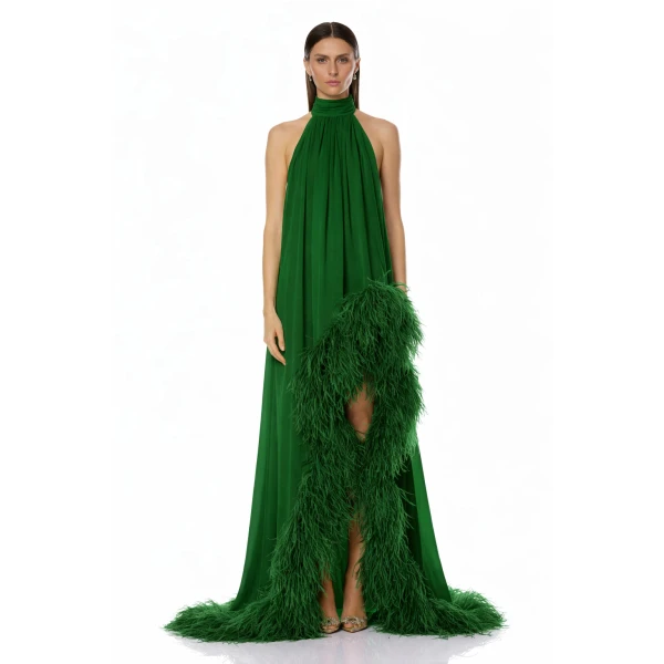 Bronx and Banco Madeline Halterneck Emerald Gown | Evening Gowns | Coveti