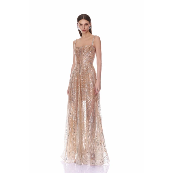 Bronx and Banco Midnight Sleeveless Embellished Tulle Gown | Evening Gowns | Coveti