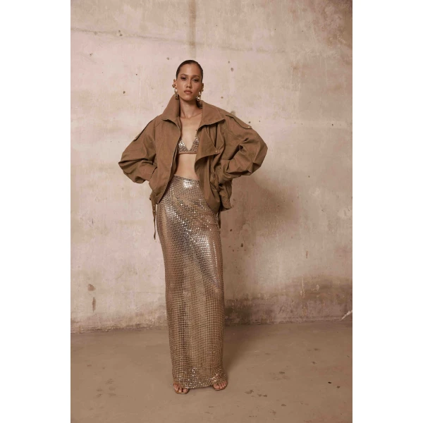 Bronx and Banco Oasis Khaki Eco Suede Jacket | Jackets | Coveti