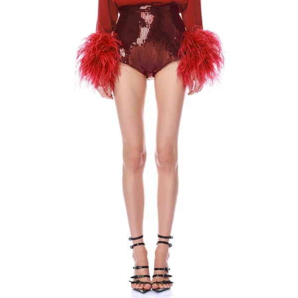 Bronx and Banco Renee Burgundy Sequin Micro Shorts | Shorts | Coveti