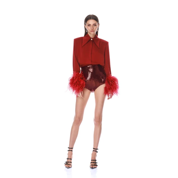 Bronx and Banco Renee Burgundy Sequin Micro Shorts | Shorts | Coveti