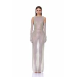 Bronx and Banco Sleeveless Diamond Embellished Maxi Dress with Gloves | Maxi Dresses | Coveti