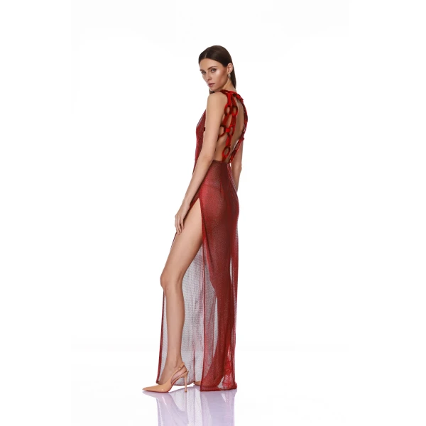 Bronx and Banco Sleeveless Red Rhinestone Maxi Dress | Maxi Dresses | Coveti
