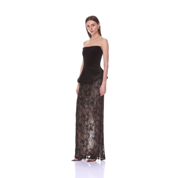 Bronx and Banco Strapless Velvet and Lace Maxi Dress Set | Maxi Dresses | Coveti
