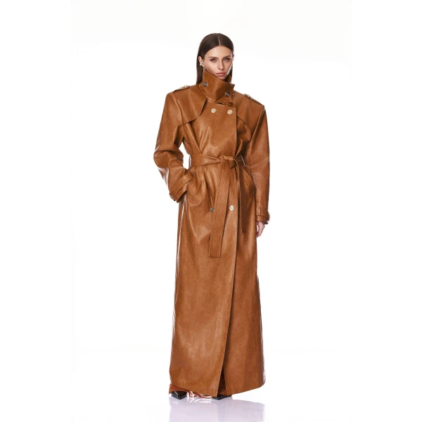 Bronx and Banco Vegan Camel Leather Trench Coat | Trench Coat | Coveti
