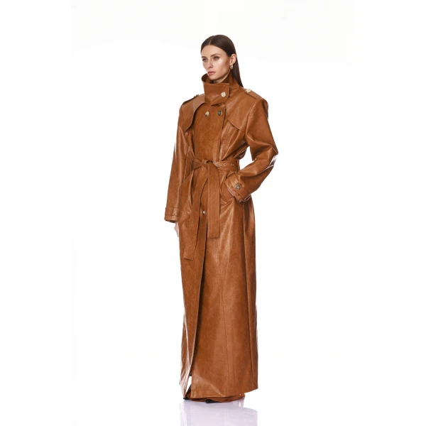 Bronx and Banco Vegan Camel Leather Trench Coat | Trench Coat | Coveti