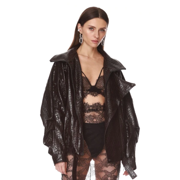 Bronx and Banco Vegan Croc Embossed Jacket | Jackets | Coveti