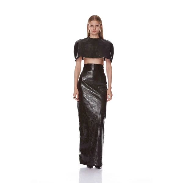Bronx and Banco Vegan Croc Embossed Maxi Skirt | Maxi Skirts | Coveti