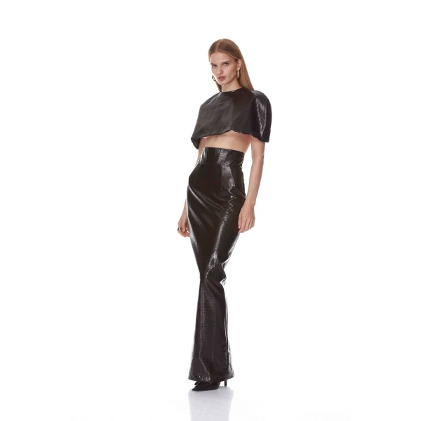 Bronx and Banco Vegan Croc Embossed Maxi Skirt | Maxi Skirts | Coveti