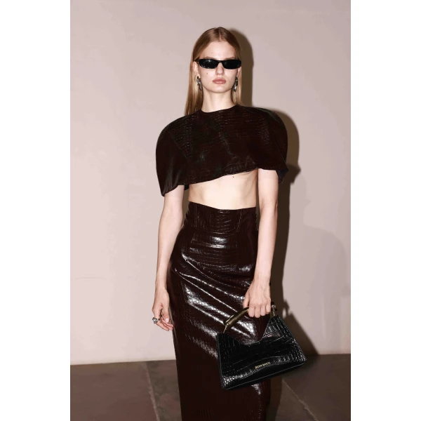 Bronx and Banco Vegan Croc Leather Cape Top | Tops | Coveti