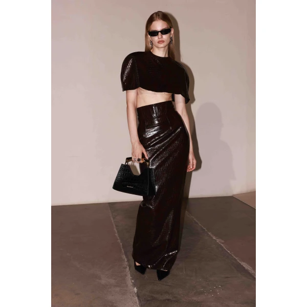 Bronx and Banco Vegan Croc Leather Cape Top | Tops | Coveti