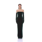 Bronx and Banco Velvet Strapless Maxi Dress with Gloves | Maxi Dresses | Coveti